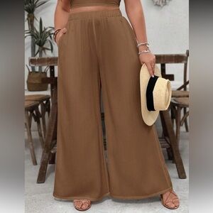 Elegant Brown Wide-Leg Pants